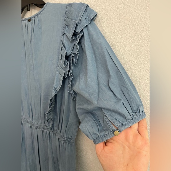 Sam Edelman Ophelia Ruffle Blue Midi Wrap Dress Size Medium NEW WITH TAGS - Picture 10 of 16